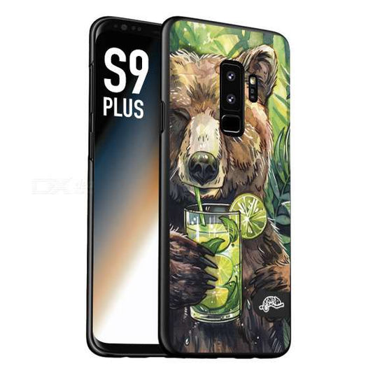 CUSTOMIZZA - Custodia cover nera morbida in tpu compatibile per Samsung S9 PLUS fiori estate disegnata cocktails animali simpatici orso bear negroni