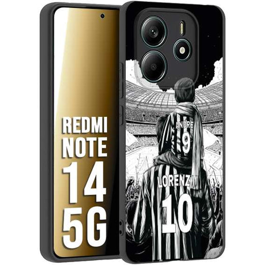 CUSTOMIZZA - Custodia cover nera morbida in tpu compatibile per Xiaomi Redmi Note 14 5G personalizzata calcio football nome e numero calciatori bianconeri bianca e nera