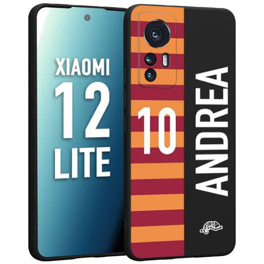 CUSTOMIZZA - Custodia cover nera morbida in tpu compatibile per Xiaomi 12 LITE personalizzata calcio football nome e numero calciatori giallo rossi