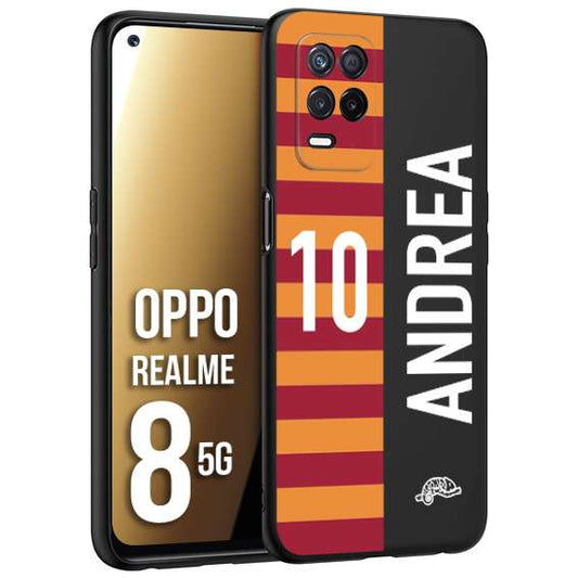 CUSTOMIZZA - Custodia cover nera morbida in tpu compatibile per Oppo Realme 8 5G personalizzata calcio football nome e numero calciatori giallo rossi