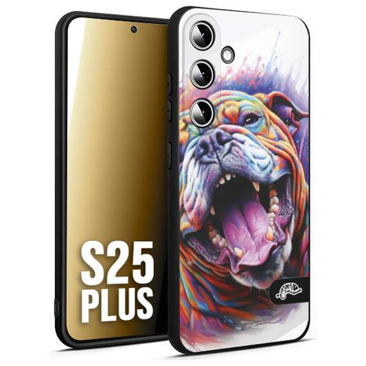 CUSTOMIZZA - Custodia cover nera morbida in tpu compatibile per Samsung S25 PLUS animali color bulldog cane dog colori vibranti disegnato schizzo