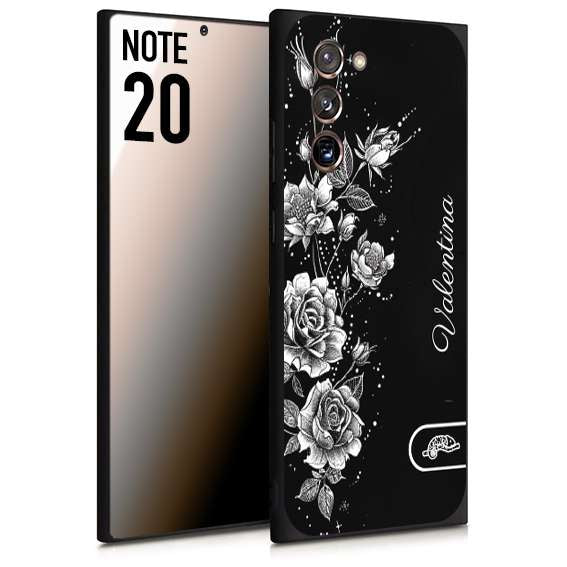 CUSTOMIZZA - Custodia cover nera morbida in tpu compatibile per Samsung NOTE 20 a rilievo soft touch personalizzata nome rose fiori donna