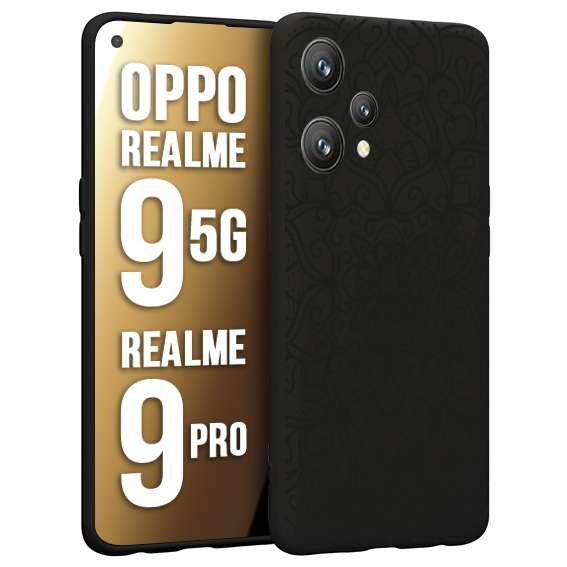 CUSTOMIZZA - Custodia cover nera morbida in tpu compatibile per Oppo Realme 9 5G - 9 PRO mandala nero fiore vedo non vedo donna