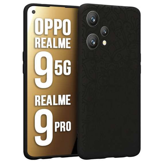 CUSTOMIZZA - Custodia cover nera morbida in tpu compatibile per Oppo Realme 9 5G - 9 PRO mandala nero fiore vedo non vedo donna