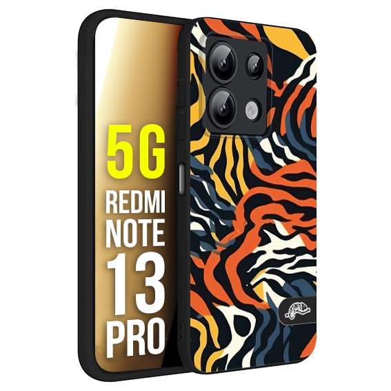 CUSTOMIZZA - Custodia cover nera morbida in tpu compatibile per Xiaomi Redmi Note 13 PRO 5G leopardato maculato tigrato tiger colorata gialla blu arancio