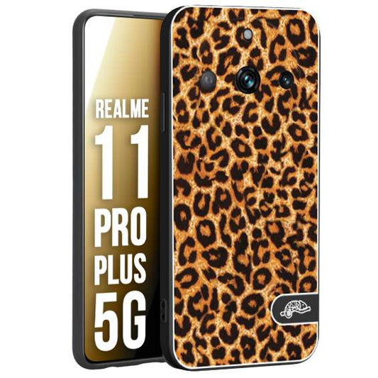 CUSTOMIZZA - Custodia cover nera morbida in tpu compatibile per Oppo Realme 11 PRO PLUS 5G leopardato maculato donna marrone leopard brown