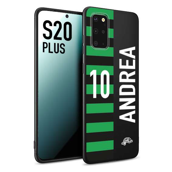 CUSTOMIZZA - Custodia cover nera morbida in tpu compatibile per Samsung S20 PLUS personalizzata calcio football nome e numero calciatori neroverde