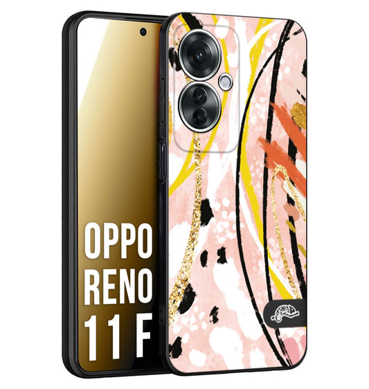 CUSTOMIZZA - Custodia cover nera morbida in tpu compatibile per Oppo Reno 11 F 5G fiori astratti donna zebrato leopardato fantasia dorata gialla rosa colorata