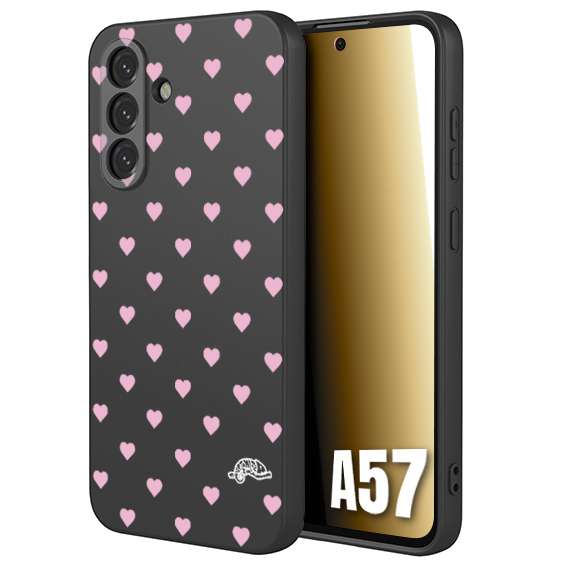 CUSTOMIZZA - Custodia cover nera morbida in tpu compatibile per Samsung A57 cuori pois rosa su nero donna pin up vintage