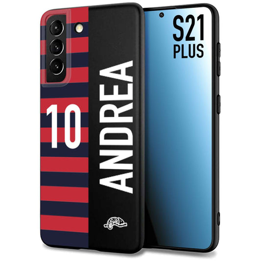 CUSTOMIZZA - Custodia cover nera morbida in tpu compatibile per Samsung S21 PLUS personalizzata calcio football nome e numero calciatori rossoblu