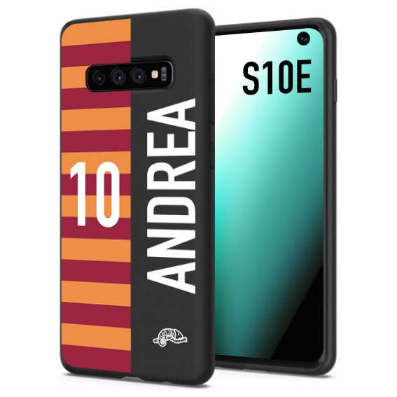 CUSTOMIZZA - Custodia cover nera morbida in tpu compatibile per Samsung S10E personalizzata calcio football nome e numero calciatori giallo rossi