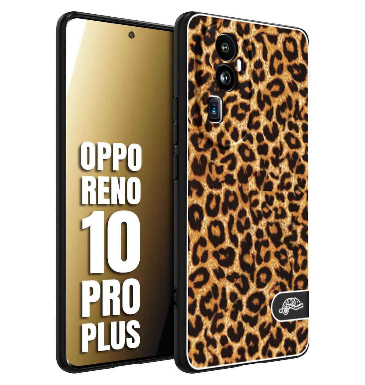 CUSTOMIZZA - Custodia cover nera morbida in tpu compatibile per Oppo Reno 10 PRO PLUS leopardato maculato donna marrone leopard brown