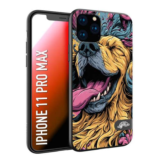 CUSTOMIZZA - Custodia cover nera morbida in tpu compatibile per iPhone 11 PRO MAX Golden Retriever illustrazione cane pop art cane street art cartone animato