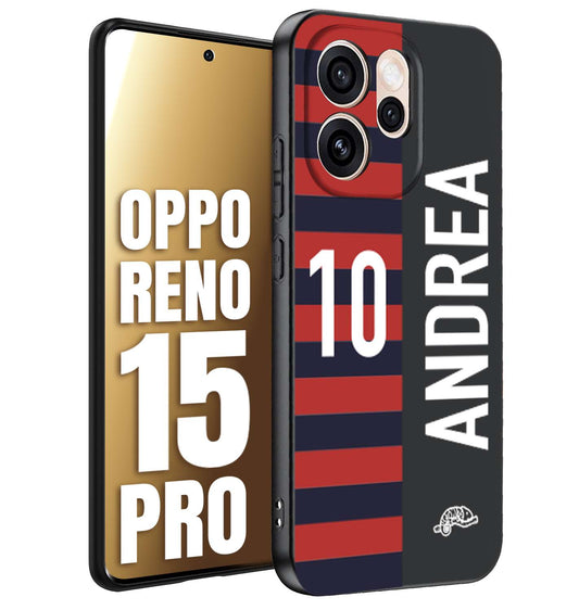 CUSTOMIZZA - Custodia cover nera morbida in tpu compatibile per Oppo Reno 15 PRO personalizzata calcio football nome e numero calciatori rossoblu