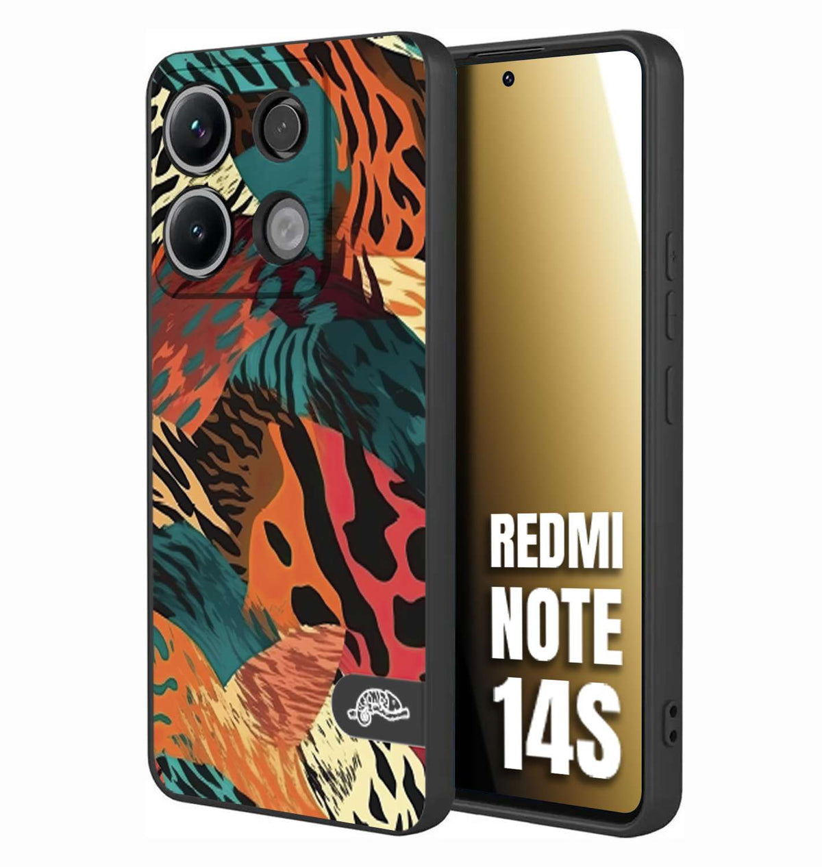 CUSTOMIZZA - Custodia cover nera morbida in tpu compatibile per Xiaomi Redmi Note 14S leopardato tigrato tiger colorata summer arancio verde fucsia
