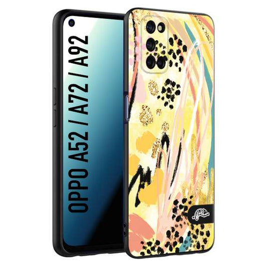 CUSTOMIZZA - Custodia cover nera morbida in tpu compatibile per Oppo A52 - A72 - A92 astratti donna flower fantasia estate gialla rosa leopardata