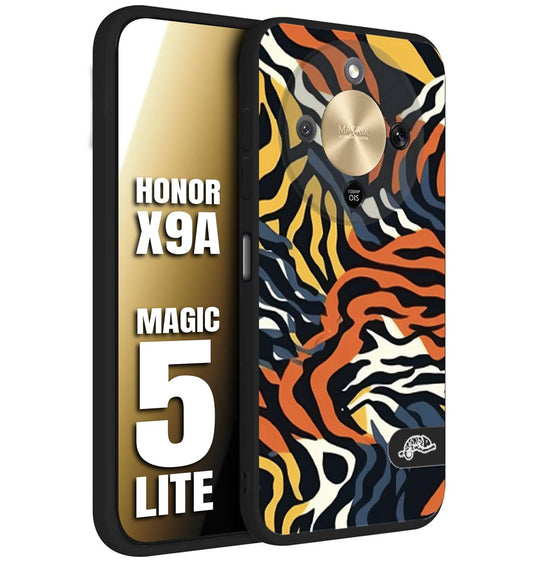 CUSTOMIZZA - Custodia cover nera morbida in tpu compatibile per Honor X9A - Honor Magic 5 Lite leopardato maculato tigrato tiger colorata gialla blu arancio