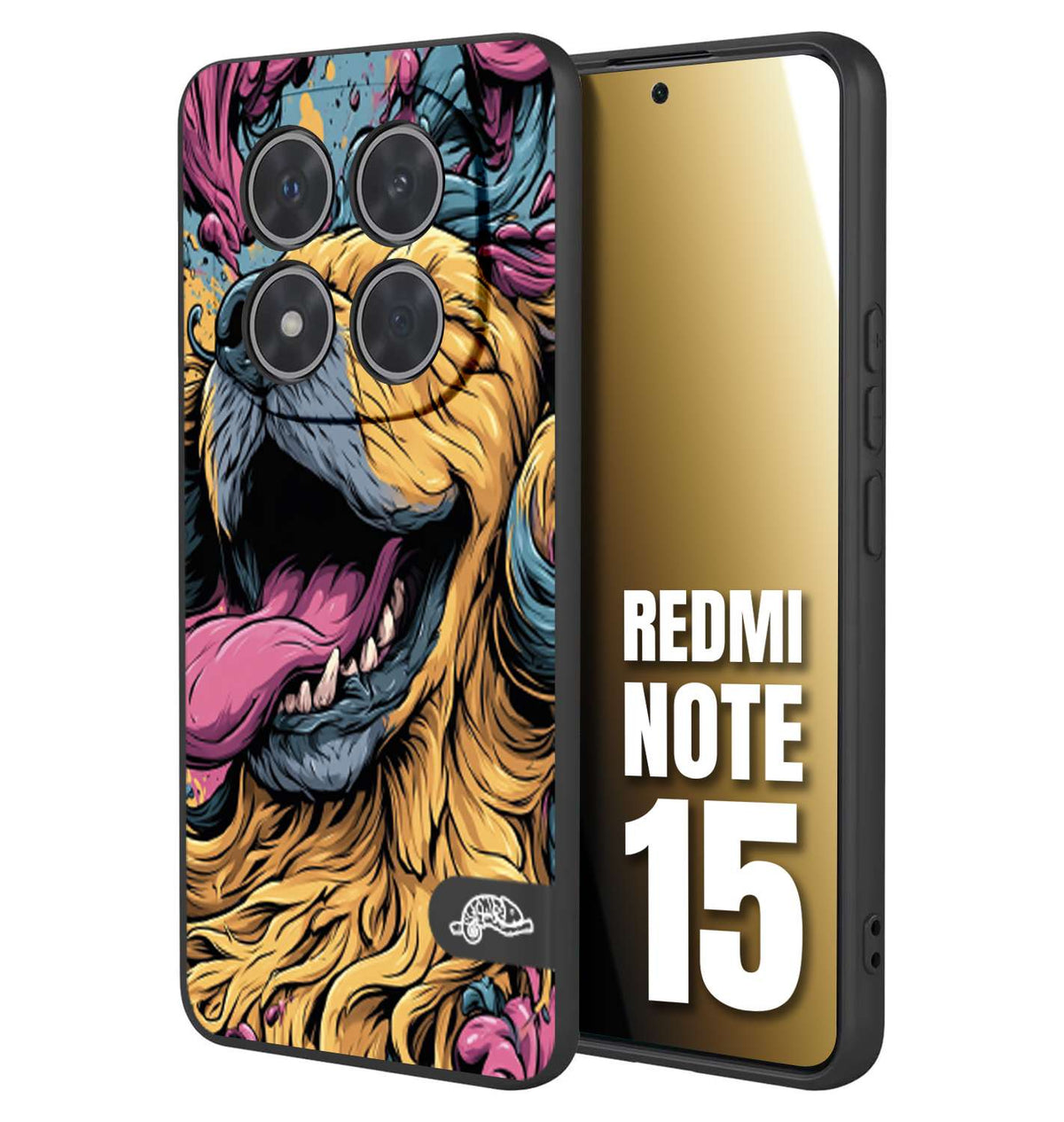 CUSTOMIZZA - Custodia cover nera morbida in tpu compatibile per Xiaomi Redmi Note 15 Golden Retriever illustrazione cane pop art cane street art cartone animato