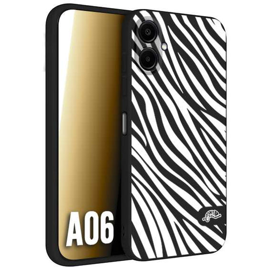 CUSTOMIZZA - Custodia cover nera morbida in tpu compatibile per Samsung A06 zebrata maculata a rilievo soft touch donna bianca