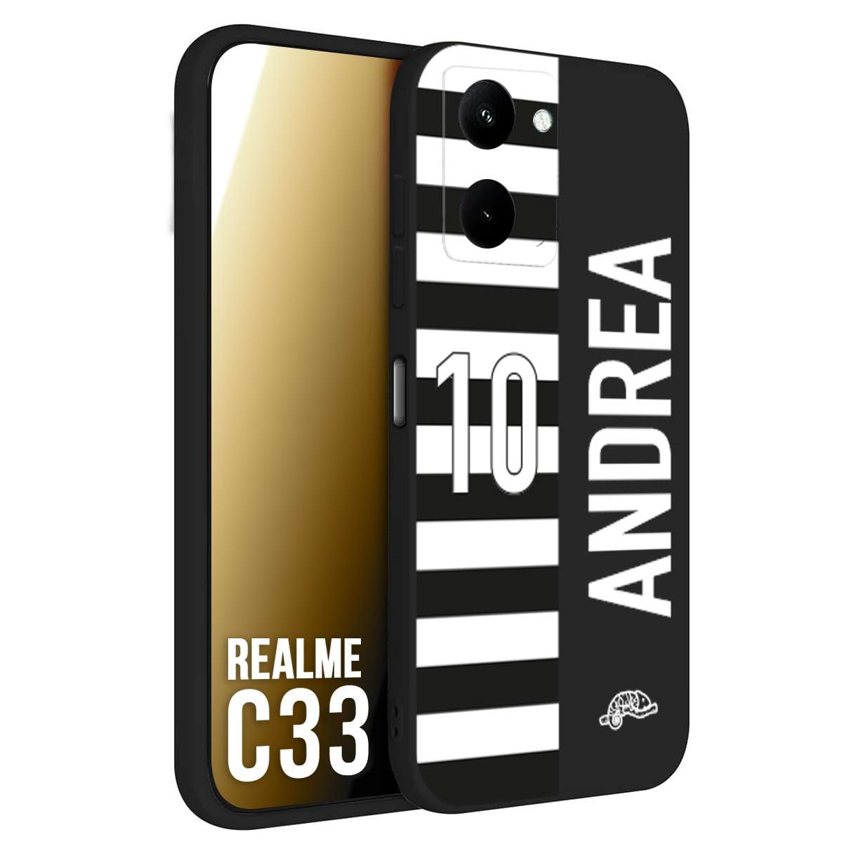 CUSTOMIZZA - Custodia cover nera morbida in tpu compatibile per Realme C33 personalizzata calcio football nome e numero calciatori bianconera