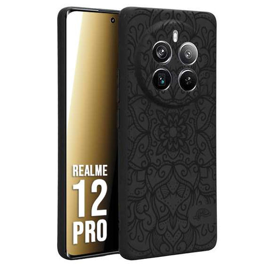 CUSTOMIZZA - Custodia cover nera morbida in tpu compatibile per Realme 12 PRO mandala nero fiore vedo non vedo donna