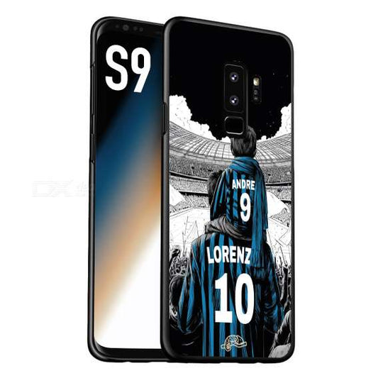 CUSTOMIZZA - Custodia cover nera morbida in tpu compatibile per Samsung S9 personalizzata calcio football padre e figlio calciatori nerazzurra