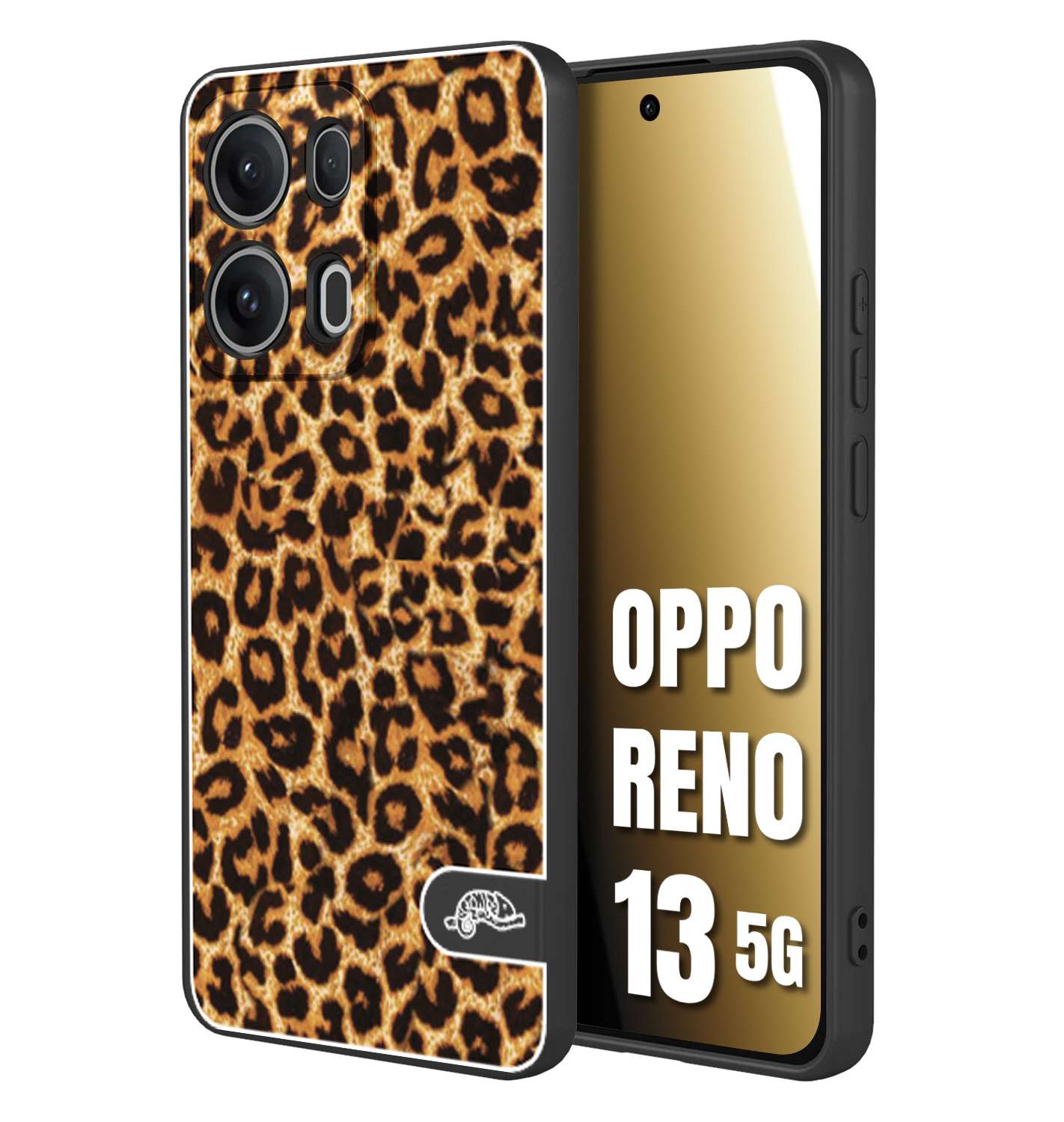 CUSTOMIZZA - Custodia cover nera morbida in tpu compatibile per Oppo Reno 13 5G leopardato maculato donna marrone leopard brown