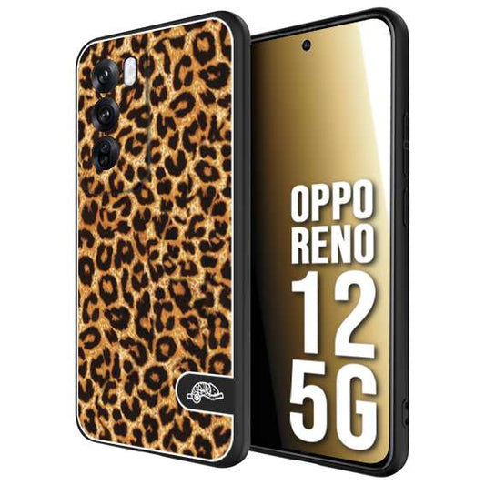 CUSTOMIZZA - Custodia cover nera morbida in tpu compatibile per Oppo Reno 12 5G leopardato maculato donna marrone leopard brown