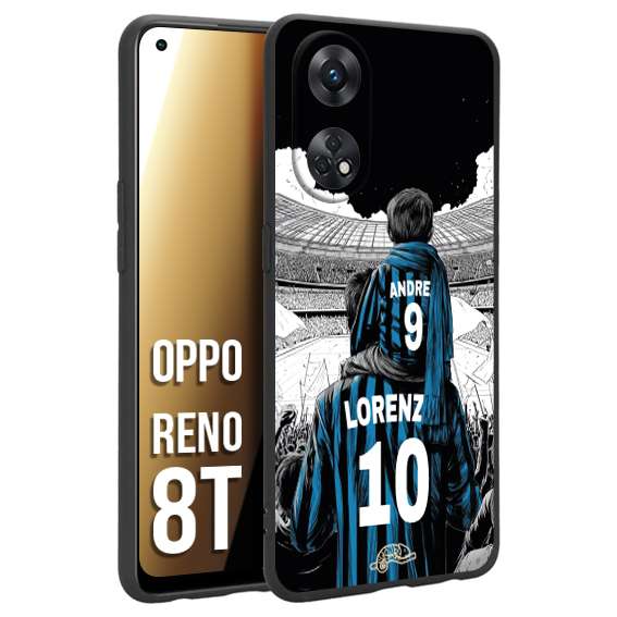 CUSTOMIZZA - Custodia cover nera morbida in tpu compatibile per Oppo Reno 8T personalizzata calcio football padre e figlio calciatori nerazzurra