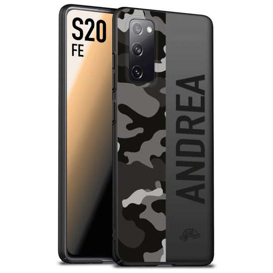 CUSTOMIZZA - Custodia cover nera morbida in tpu compatibile per Samsung S20 FE camouflage mimetico militare personalizzata nome