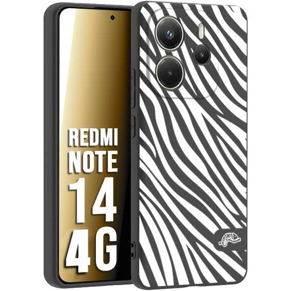 CUSTOMIZZA - Custodia cover nera morbida in tpu compatibile per Xiaomi Redmi Note 14 4G zebrata maculata a rilievo soft touch donna bianca