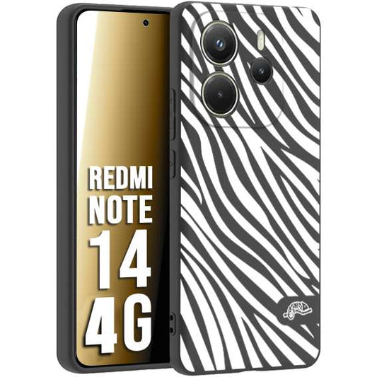CUSTOMIZZA - Custodia cover nera morbida in tpu compatibile per Xiaomi Redmi Note 14 4G zebrata maculata a rilievo soft touch donna bianca