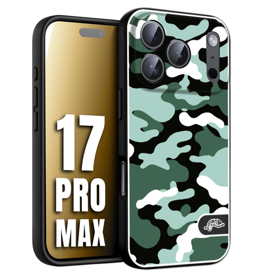 CUSTOMIZZA - Custodia cover nera morbida in tpu compatibile per iPhone 17 PRO MAX camouflage mimetico militare verde green
