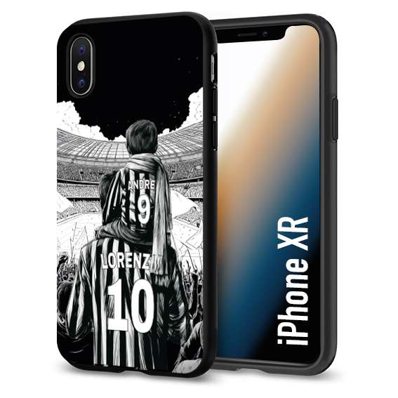 CUSTOMIZZA - Custodia cover nera morbida in tpu compatibile per iPhone XR personalizzata calcio football nome e numero calciatori bianconeri bianca e nera