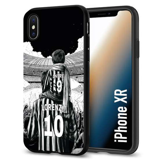 CUSTOMIZZA - Custodia cover nera morbida in tpu compatibile per iPhone XR personalizzata calcio football nome e numero calciatori bianconeri bianca e nera