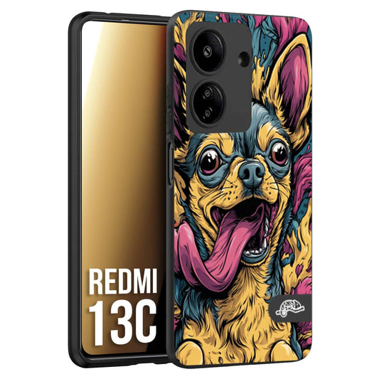 CUSTOMIZZA - Custodia cover nera morbida in tpu compatibile per Xiaomi Redmi 13C Chihuahua illustrazione cane pop art cane street art cartone animato