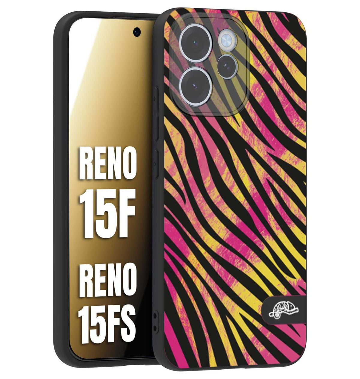 CUSTOMIZZA - Custodia cover nera morbida in tpu compatibile per Oppo Reno 15 F - Reno 15 FS zebrata maculata a rilievo soft touch donna fucsia gialla