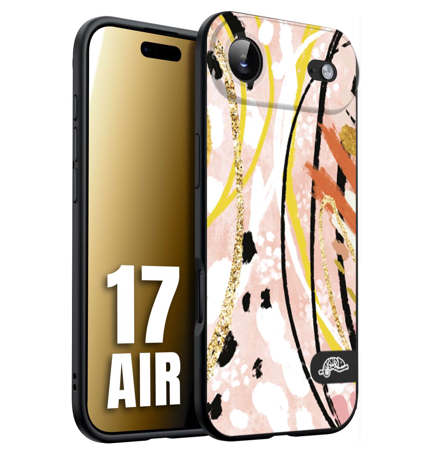 CUSTOMIZZA - Custodia cover nera morbida in tpu compatibile per iPhone 17 AIR fiori astratti donna zebrato leopardato fantasia dorata gialla rosa colorata