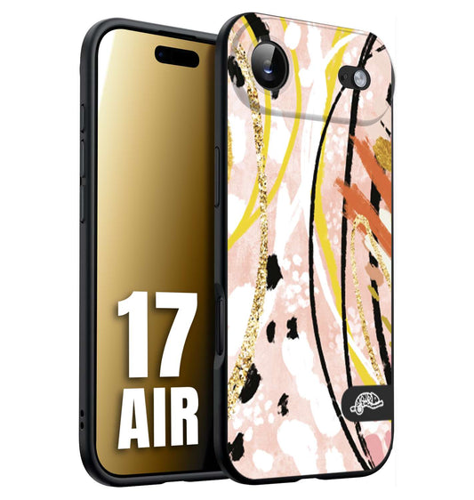 CUSTOMIZZA - Custodia cover nera morbida in tpu compatibile per iPhone 17 AIR fiori astratti donna zebrato leopardato fantasia dorata gialla rosa colorata