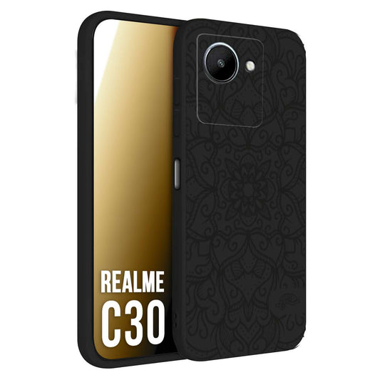 CUSTOMIZZA - Custodia cover nera morbida in tpu compatibile per Oppo Realme C30 mandala nero fiore vedo non vedo donna