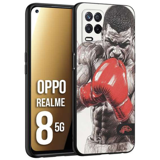CUSTOMIZZA - Custodia cover nera morbida in tpu compatibile per Realme 8 5G pugilato pugili disegno tattoo guantoni box pesi massimi gancio