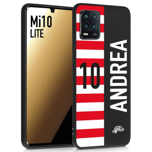 CUSTOMIZZA - Custodia cover nera morbida in tpu compatibile per Xiaomi Mi 10 LITE personalizzata calcio football nome e numero calciatori bianco rossa