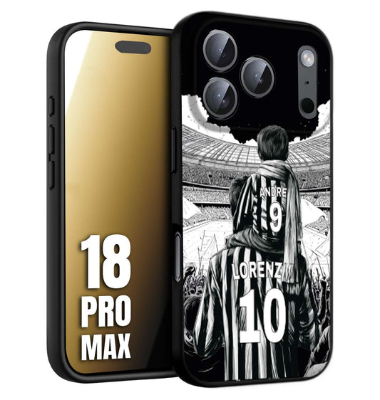 CUSTOMIZZA - Custodia cover nera morbida in tpu compatibile per iPhone 18 PRO MAX personalizzata calcio football nome e numero calciatori bianconeri bianca e nera