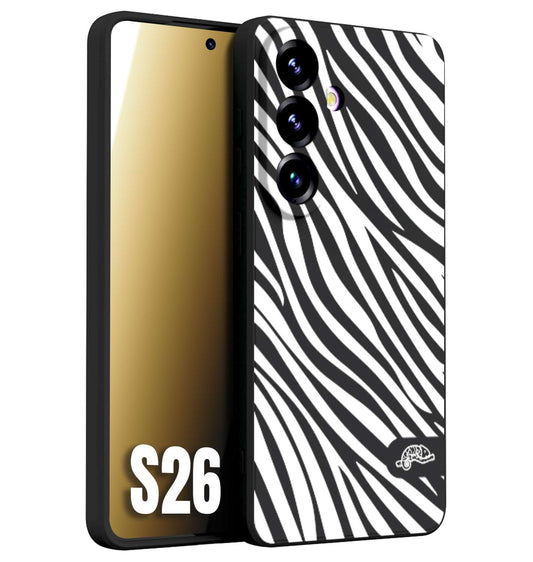 CUSTOMIZZA - Custodia cover nera morbida in tpu compatibile per Samsung S26 zebrata maculata a rilievo soft touch donna bianca