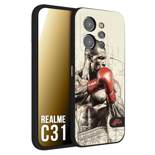 CUSTOMIZZA - Custodia cover nera morbida in tpu compatibile per Realme C31 pugilato pugili disegno tattoo guantoni box sport ring