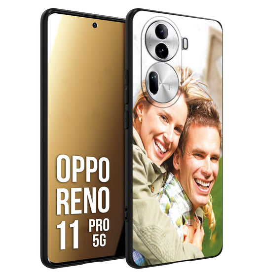 CUSTOMIZZA - Custodia cover nera morbida in tpu compatibile per Oppo Reno 11 PRO 5G personalizzata con foto immagine scritta a piacere