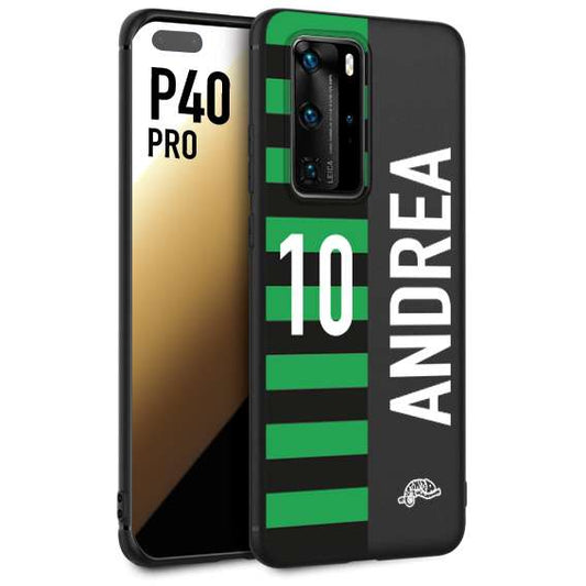 CUSTOMIZZA - Custodia cover nera morbida in tpu compatibile per Huawei P40 PRO personalizzata calcio football nome e numero calciatori neroverde