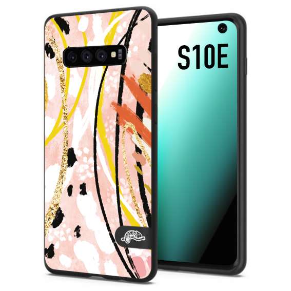 CUSTOMIZZA - Custodia cover nera morbida in tpu compatibile per Samsung S10E fiori astratti donna zebrato leopardato fantasia dorata gialla rosa colorata