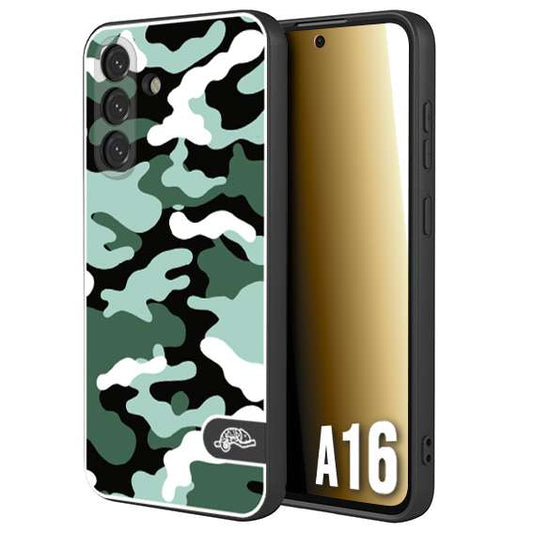 CUSTOMIZZA - Custodia cover nera morbida in tpu compatibile per Samsung A16 camouflage mimetico militare verde green