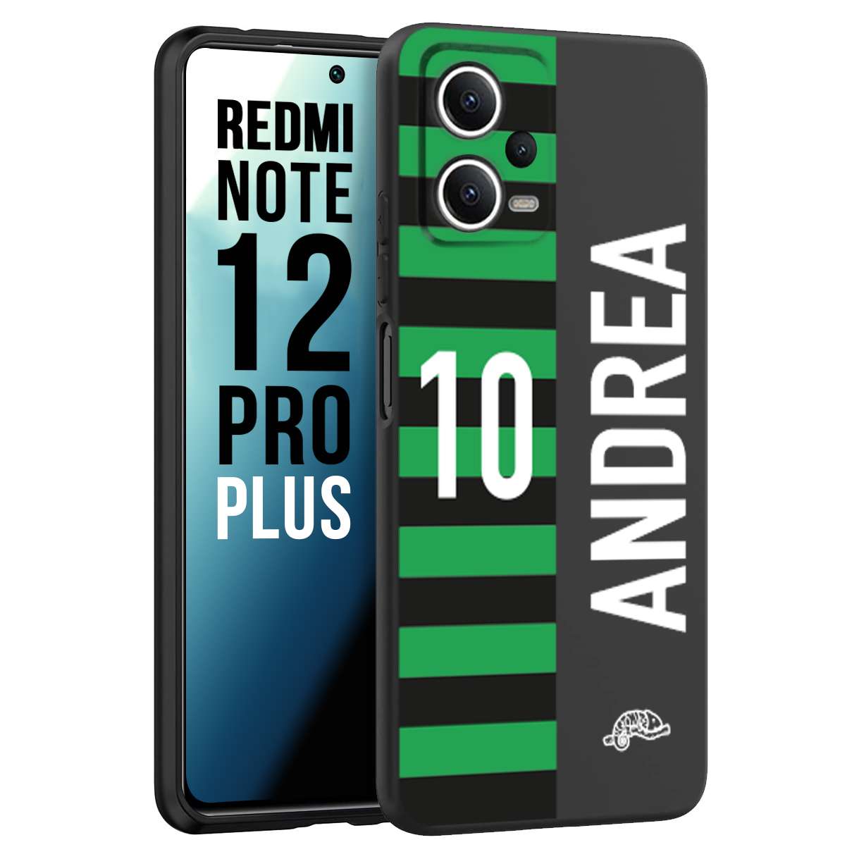 CUSTOMIZZA - Custodia cover nera morbida in tpu compatibile per Xiaomi Redmi Note 12 PRO PLUS personalizzata calcio football nome e numero calciatori neroverde